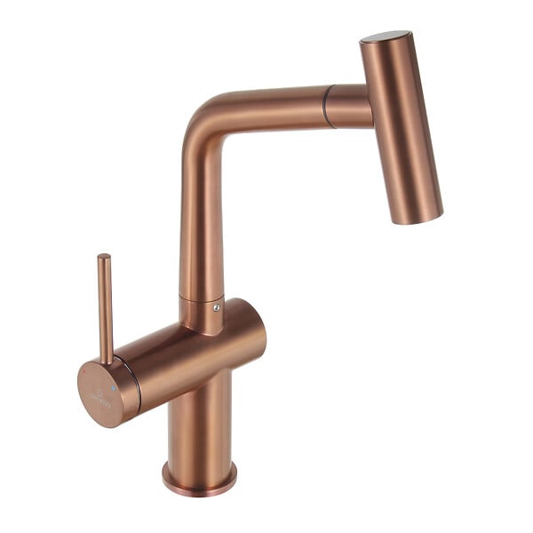 CERAMIA - Timeless mitigeur d'évier à levier en acier inoxydable avec douchette extractible, monotrou, or Cuivre brossé (TMLKF185BCP) - large