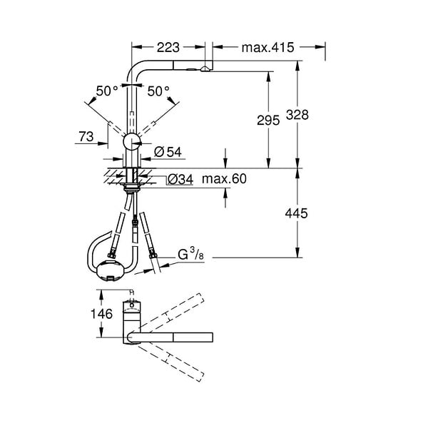 GROHE - Minta mitigeur monocommande évier avec douchette 2 jets, warm sunset brossé (G30274DL0) - large