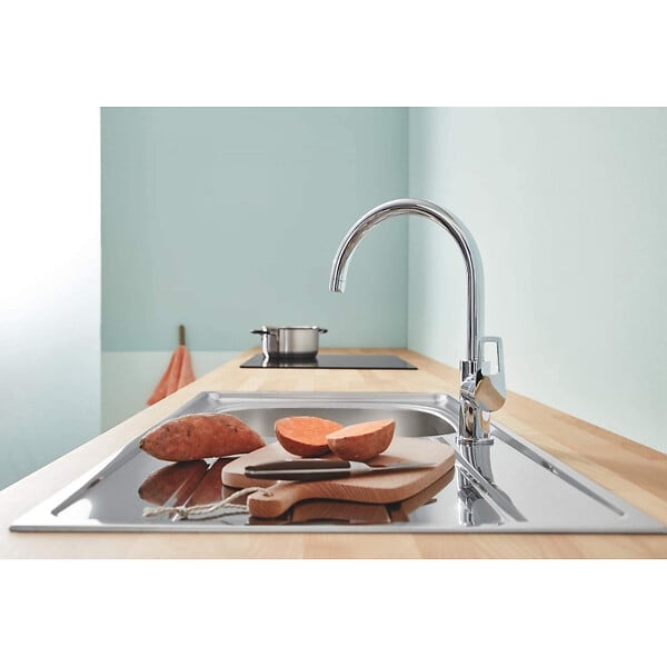 GROHE - Mitigeur d'évier Bauloop 2020 GROHE 31368001 - monocommande - col de cygne - chrome - large