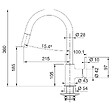 FRANKE - Franke Lina - Mitigeur de cuisine 215x360mm, Douchette extractible, Rotation du bec  150°,  Laiton, Noir mat (115.0626.053) - vignette