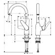 HANSGROHE - Hansgrohe Focus M42 Mitigeur de cuisine 220, 1 jet, bec orientable à 360°, chromé - vignette
