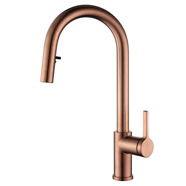 CERAMIA - Timeless mitigeur d'évier à levier en acier inoxydable avec douchette extractible, monotrou, or rose brossé TML (TMLKF285BCP) - large