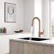 CERAMIA - Timeless mitigeur d'évier à levier en acier inoxydable avec douchette extractible, monotrou, or rose brossé TML (TMLKF285BCP) - vignette