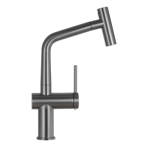 CERAMIA - Timeless mitigeur d'évier à levier en acier inoxydable avec douchette extractible, monotrou, gun metal brossé (TMLKF185BGM) - large