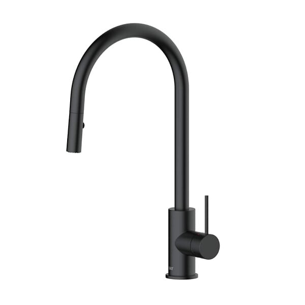 SWISS AQUA TECHNOLOGIES - Swiss Aqua Technologies Aurum mitigeur évier à levier sur pied 44 cm avec douchette extractible 2 jets, noir mat (SATBAUR286C) - large
