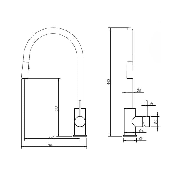 SWISS AQUA TECHNOLOGIES - Swiss Aqua Technologies Aurum mitigeur évier à levier sur pied 44 cm avec douchette extractible 2 jets, noir mat (SATBAUR286C) - large