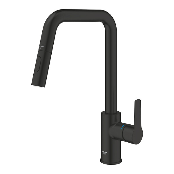 GROHE - Start mitigeur monocommande évier avec douchette 2 jets, noir mat (G306312430) - large
