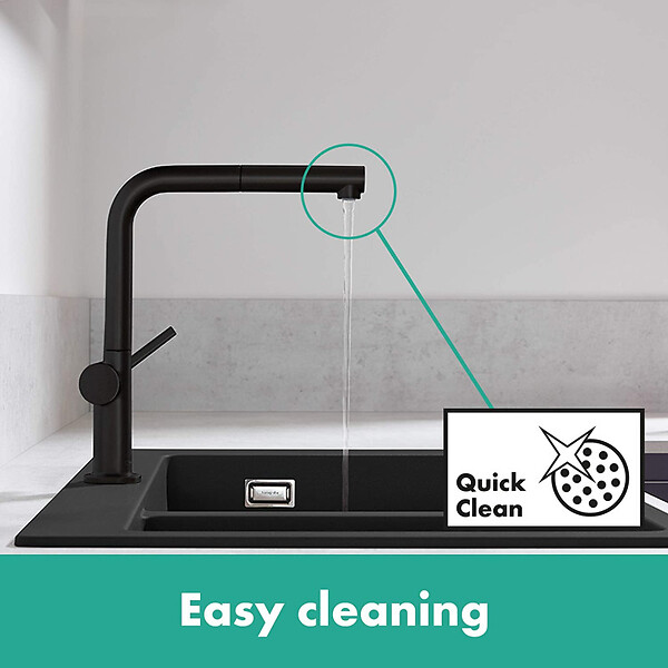 HANSGROHE - Talis M54 Mitigeur de cuisine 270, avec douchette extractible 1 jet, sBox, Noir mat (72809670) - large