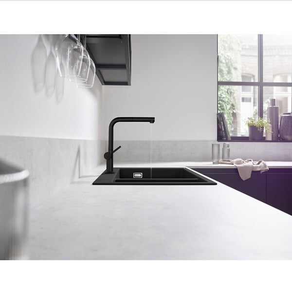 HANSGROHE - Talis M54 Mitigeur de cuisine 270, avec douchette extractible 1 jet, sBox, Noir mat (72809670) - large