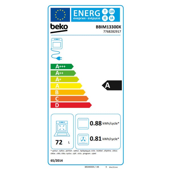 BEKO - Beko Four encastrable multifonction 72 L, chaleur tournante AeroPerfect, 8 programmes, nettoyage vapeur SteamShine® (BBIM13300X) - large