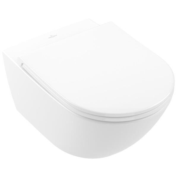 VILLEROY & BOCH - Universo Combipack WC suspendu sans bride à fond creux TwistFlush + Abattant amovible avec frein de chute, Blanc (4670T901) - large