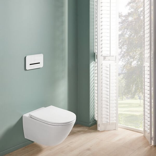 VILLEROY & BOCH - Universo Combipack WC suspendu sans bride à fond creux TwistFlush + Abattant amovible avec frein de chute, Blanc (4670T901) - large