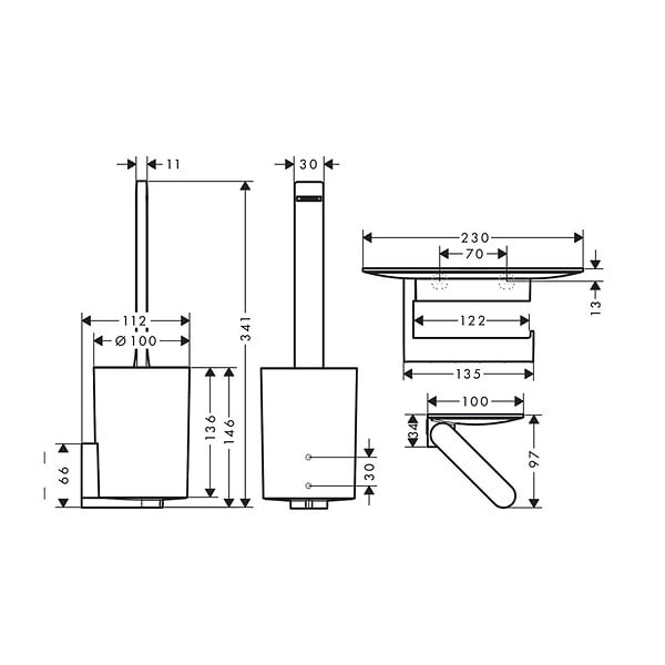 HANSGROHE - Hansgrohe WallStoris Ensemble d'accessoires pour les toilettes, Noir mat (27969670) - large