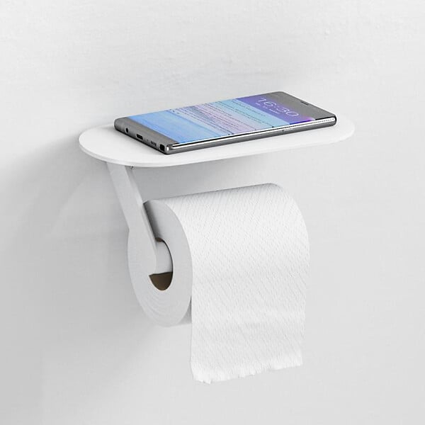 HANSGROHE - WallStoris Porte-papier WC avec tablette , Blanc mat (27928700) - large
