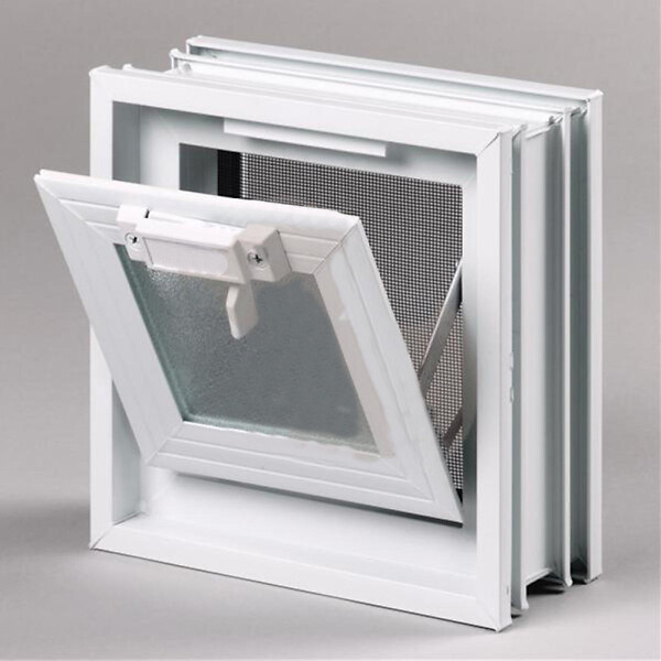GLASSBLOCKS - Glassblocks fenêtre de ventilation pour briques de verre 19x19 cm, blanc (GBMR1919) - large