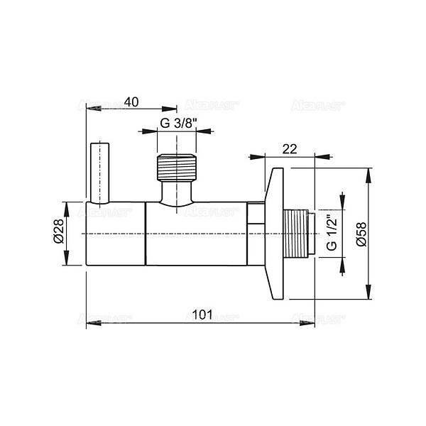 ALCA - Vanne d'angle avec filtre 1/2 "× 3/8", ronde (ARV001) - large