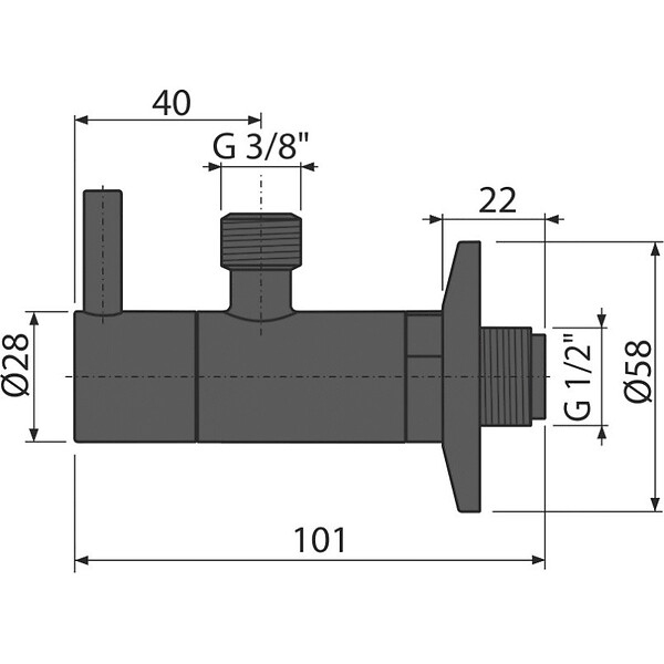 ALCA - Robinet d’équerre avec filtre 1/2"×3/8", Noir-Mat (ARV001-BLACK) - large