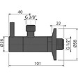 ALCA - Robinet d’équerre avec filtre 1/2"×3/8", Noir-Mat (ARV001-BLACK) - vignette
