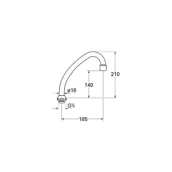 GROHE - Bec tubulaire pour robinetterie verticale de cuisine, 1/2", Chromé (13070000) - large