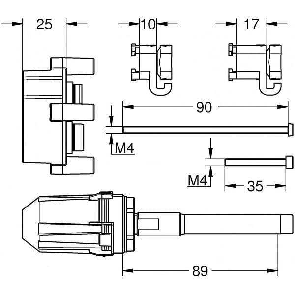 GROHE - Kit d'extension universelle pour mitigeurs mécaniques, 25mm (14056000) - large