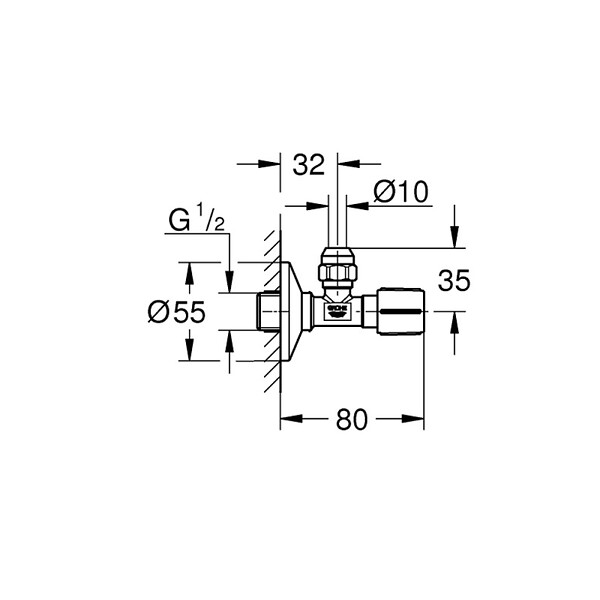 GROHE - Robinet d'arrêt équerre 1/2″, cuivre brossé (G22037DL0) - large