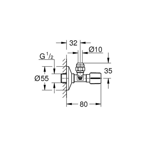 GROHE - Robinet d'arrêt équerre 1/2″, or (22037GN0) - large