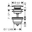 HANSGROHE - Garniture de vidage Push-Open pour mitigeur de lavabo et de bidet noir mat (50100670) - vignette