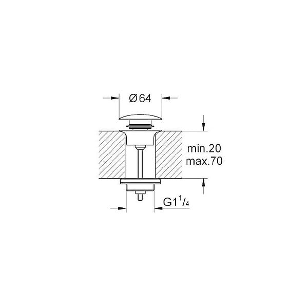 GROHE - Bonde de vidage clic-clac GROHE 65807000 - Ø 64 mm - Chrome - large