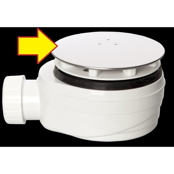 OPTIMA - Couvercle de rechange en acier inoxydable pour siphon de douche Optima ESLIMCR90, blanc (V-9990.09) - large