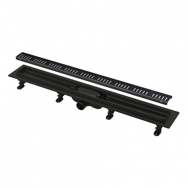 ALCA - Caniveau de douche 850 mm avec grille, noir mat (APZ10BLACK-850M) - large