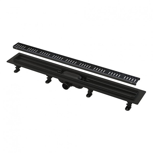 ALCA - Caniveau de douche 750 mm avec grille, noir mat (APZ10BLACK-750M) - large