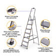 HOSTRÃ–M - Escabeau 7 marches DURA pliable, marchepied léger en aluminium, hauteur plateforme 140cm, pieds antidérapants, charge 150kg, garantie 5 ans Hoström - vignette