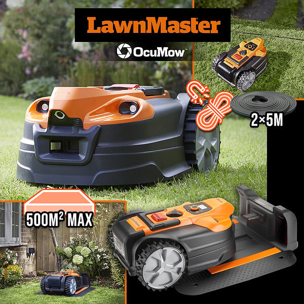 LAWNMASTER - Robot tondeuse autonome 24V sans fil périmétrique avec station de charge - Max 500m² - large