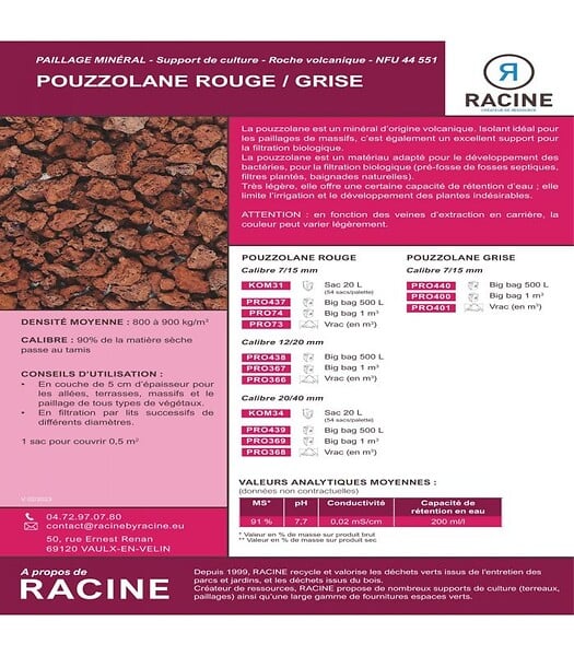 RACINE - Paillage minéral pouzzolane grise 7/15 Big bag 1 m3 pour 20m2 - large