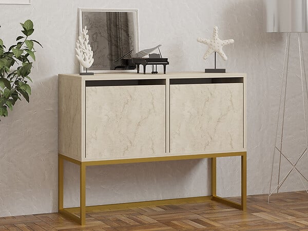 HABITAT ET JARDIN - Buffet en bois "Zermat" - 90 x 34 x 70 cm - Travertin - large