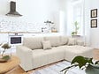 HABITAT ET JARDIN - Canapé d'angle convertible style bubble tissu chenille "George" 4 places - Beige - vignette