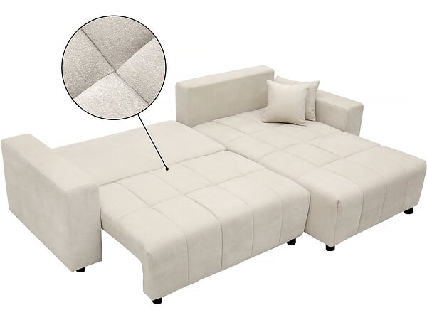 HABITAT ET JARDIN - Canapé d'angle convertible style bubble tissu chenille "George" 4 places - Beige - large