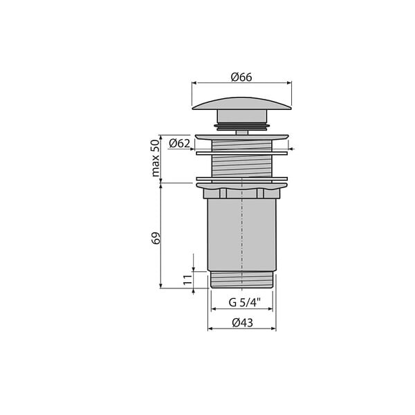 ALCA - Bonde clic-clac 5/4 " sans trop plein pour lavabos et vasques (A395) - large