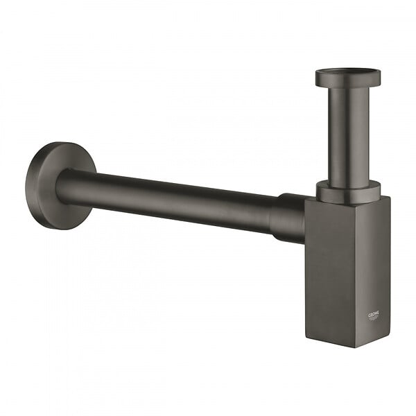 GROHE - Siphon en laiton pour lavabo, Technologie StarLight éclatant et durable, Hard Graphite brossé (40564AL0) - large