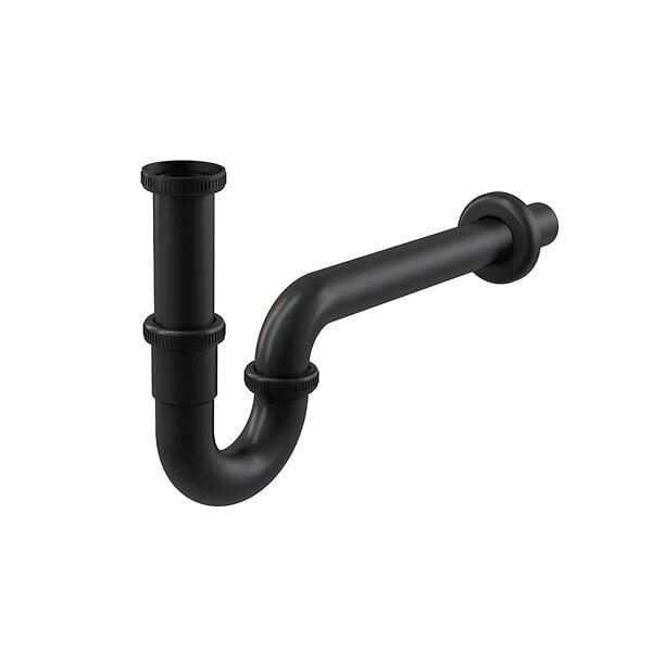 ALCA - Siphon pour évier DN32 en forme "U" avec écrou raccord 5/4, noir mat (A4320BLACK) - large