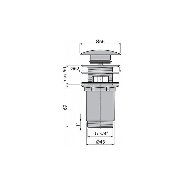 ALCA - Bonde pour lavabo clic-clac 5/4 " Avec trop-plein, Gun métal brossé (A392-GM-B) - large