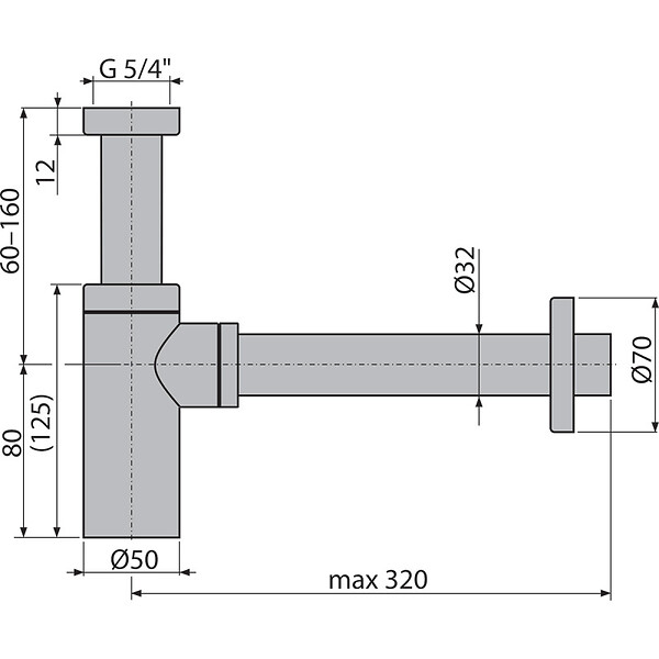 ALCA - Alca Siphon pour lavabo DN32, Nickel brossé (A400-N-B) - large