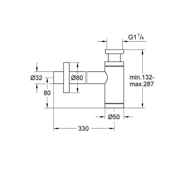 GROHE - Siphon pour lavabo 1/4″, cuivre brossé (G28912DL0) - large