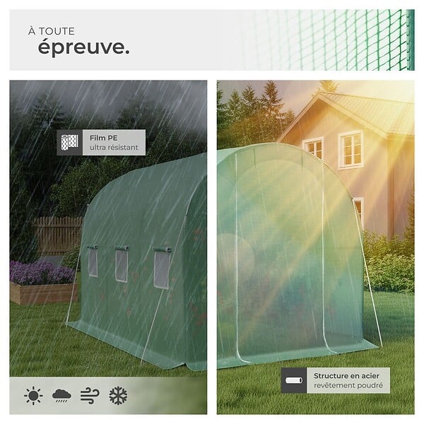 TECTAKE - Serre tunnel 7 m² 343x200x200cm vert - large