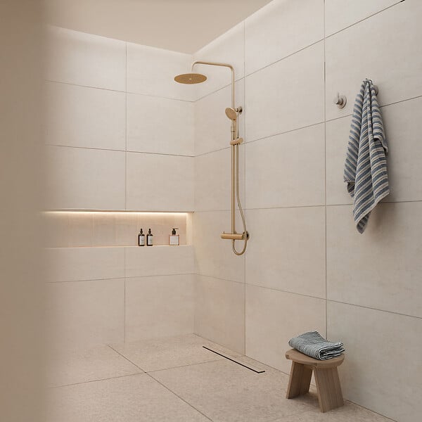 AURLANE - Colonne de douche Thermostatique finition Or Doré Brossé 133x26x52 cm - MOLLY GOLD - large