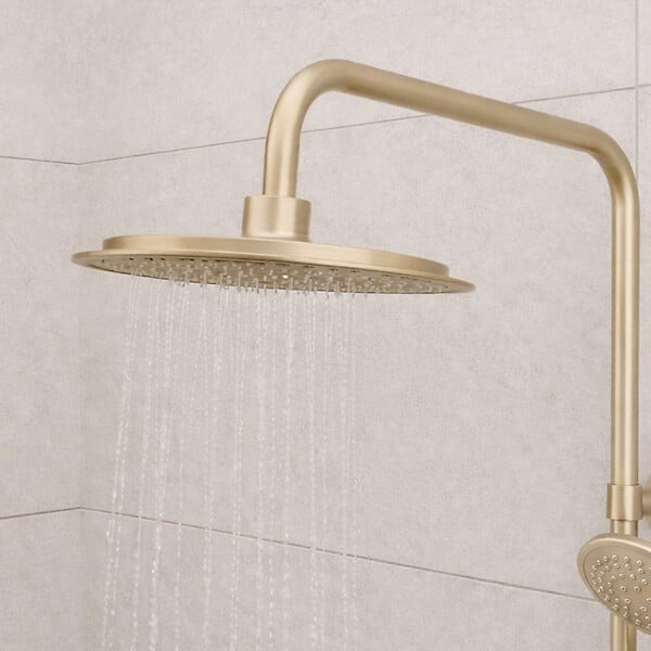 AURLANE - Colonne de douche Thermostatique finition Or Doré Brossé 133x26x52 cm - MOLLY GOLD - large