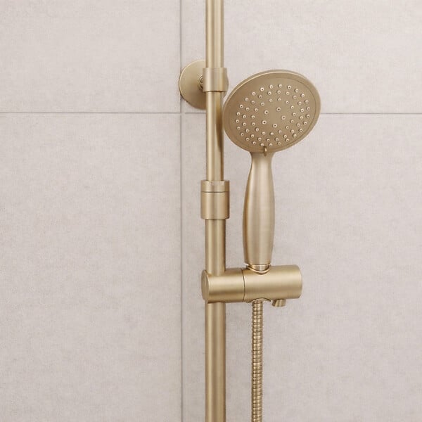 AURLANE - Colonne de douche Thermostatique finition Or Doré Brossé 133x26x52 cm - MOLLY GOLD - large