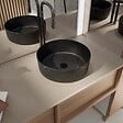 AURLANE - Vasque à poser ronde en céramique noire mat effet marbre 36x12 cm - BLACK MARBLE - vignette