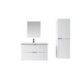 AURLANE - Pack Meuble salle de bain 60cm et Colonne de rangement - Façades Blanches Ondulées - MILO - vignette