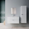 AURLANE - Pack Meuble salle de bain 80cm et Colonne de rangement - Façades Blanches Ondulées - MILO - vignette